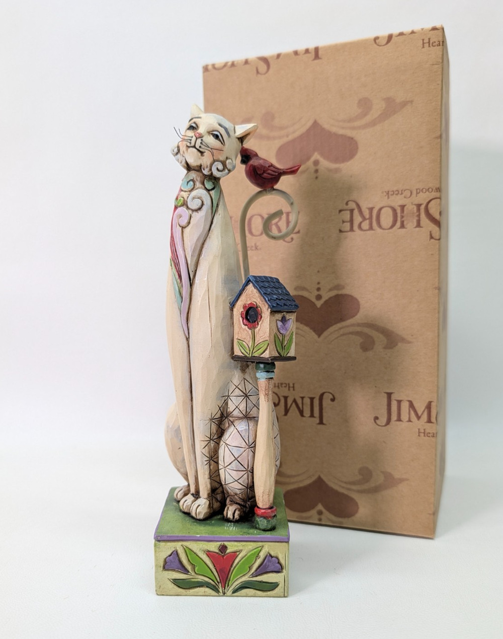 Jim Shore Cat Figurine Heartwood Creek 2007 Tilly 4009508 Birdhouse Cardinal 8”